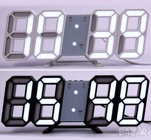 Настолен 3D LED Часовник – час, дата, температура - USB, светещ, снимка 2 - Стенни часовници - 41570124