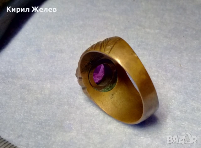 СТАРИНЕН СКЪПОЦЕНЕН МЕДЕН ПРЪСТЕН с ЮВЕЛИРНО ФАСЕТИРАН АМЕТИСТ и ПЕЧАТ 14 РЪЧНА ИЗРАБОТКА 50091, снимка 9 - Антикварни и старинни предмети - 50511156
