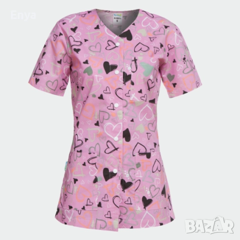 Дамска туника - цветна с принт "Розови сърца"