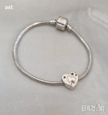 Сребърен елемент сърце, снимка 9 - Гривни - 52524574