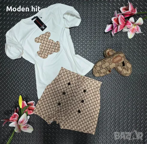 Последни бройки! Gucci дамски летен комплект - тениска и паталонки висок клас реплика, снимка 1