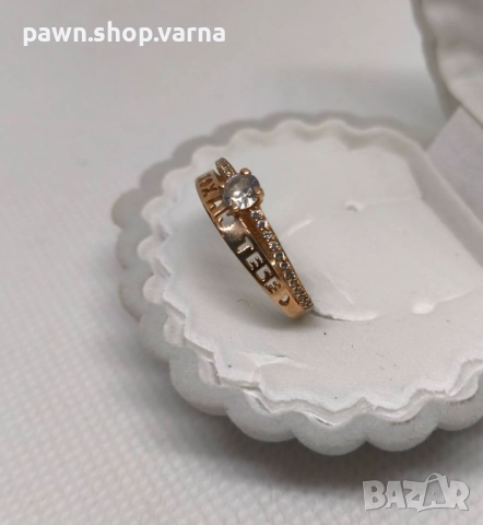 Златен пръстен с фианити – проба 585, снимка 2 - Пръстени - 52257498