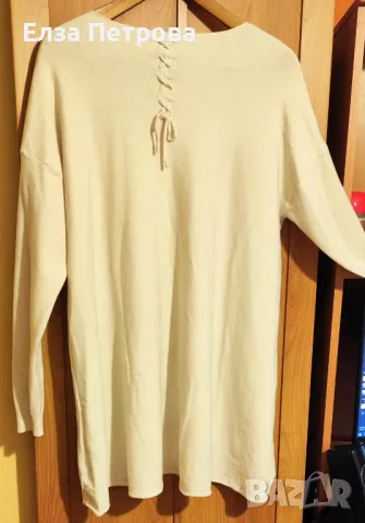 Блуза цвят шампанско зимнa с паднал ръкав, снимка 2 - Блузи с дълъг ръкав и пуловери - 43244763