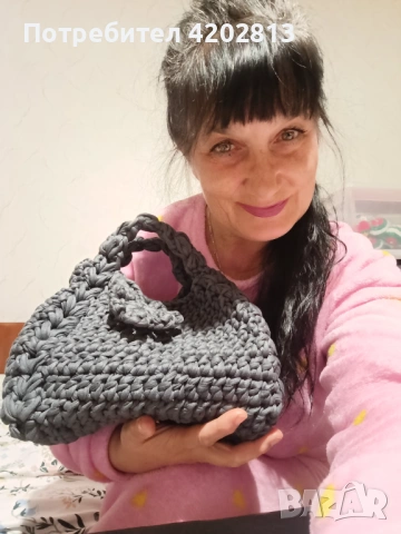 Ръчна изработка . Дамска чанта , плетена на една кука 