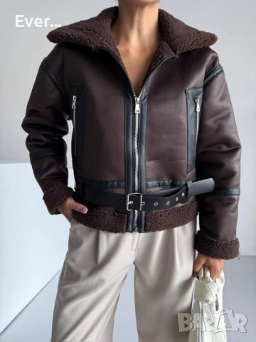 Дамско Късо яке в кафяв цвят., снимка 3 - Якета - 52292587