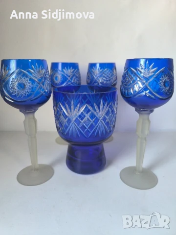 Кристални чаши и ваза, снимка 2 - Чаши - 50649969