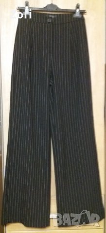 ЕЛЕГАНТЕН черен панталон на тънко бяло райе с широк крачол