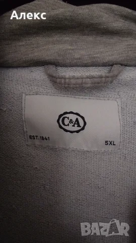 Синьо подплатено дънково есенно-зимно яке с качулка C&A 5XL, снимка 4 - Якета - 55998080