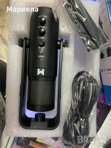 USB микрофон / микрофон за игри с RGB светлина, намаляване на шума 3,5 мм жак, снимка 6 - Микрофони - 47338005