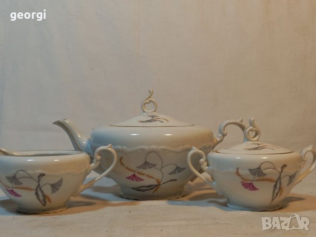 Бароков порцеланов чайник захарница и латиера Чехословакия , снимка 2 - Сервизи - 40835248