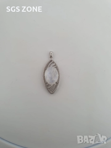 сребърна висулка с лунен камък, танзанит или розов опал, снимка 4 - Колиета, медальони, синджири - 51746731