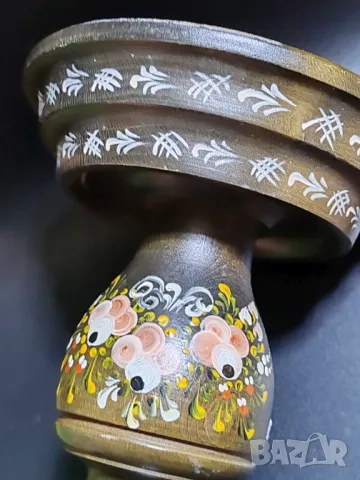 Голям дървен свещник. Ръчна изработка, ръчно  рисуван, снимка 5 - Декорация за дома - 48826876