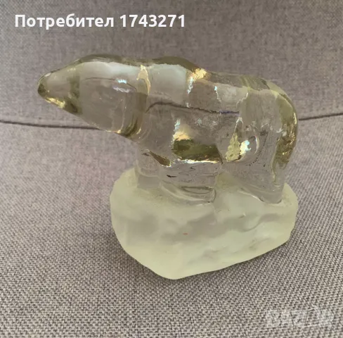 Стъклена фигура мечка преспапие