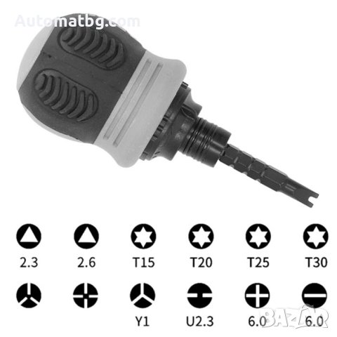 Комплект отвертка тресчотка Automat, 13 в 1, 7 части, Черен, снимка 5 - Аксесоари и консумативи - 41807353