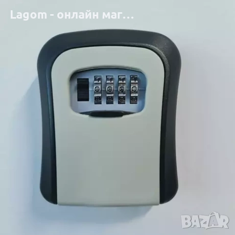 Метален сейф за ключове с код, водоустойчив, стенен монтаж, черен/сребрист, 11,5x9,5x4 см Malatec, снимка 3 - Кутии за съхранение - 52561302