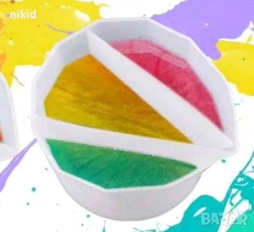 Каничка кана чаша палитра за смесване смес 3 4 цвята боя акрис смола силиконов молд, снимка 2 - Форми - 47933055