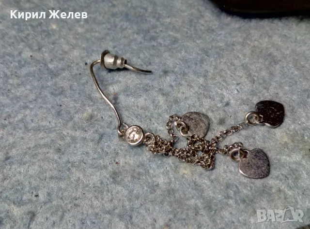 ЕФИРНА СРЕБЪРНА ОБИЦА със СЪРЧИЦА СРЕБРО 925 с БЯЛА ПОЗЛАТА и ФАСЕТИРАН БЛЕСТЯЩ ЦИРКОН ОБЕЦА 31782