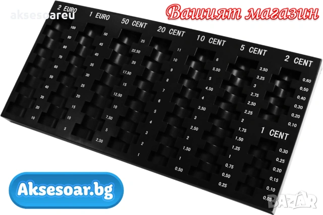Органайзер за Сортиране на Евро Монети - Издръжлив Пластмасов Поднос с Множество Отделения за 2€, 1€, снимка 16 - Нумизматика и бонистика - 53370367