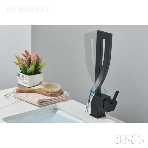 Смесител за мивка  модел водопад, матов, черен, снимка 6 - Други стоки за дома - 53837248