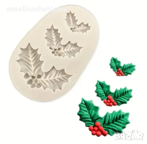 Коледен силиконов молд имел имели за гипс фондан за торта мъфини, снимка 2 - Форми - 47504184