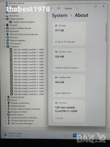 2.8k 90Hz Yoga 7 Slim Pro`Core i7-1260P/16GB DDR5/512GB SSD/Бат 10ч, снимка 8 - Лаптопи за работа - 53377604