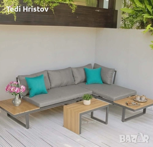 ❗ТОП ЦЕНА ❗ Градински комплект KANZA - модулен ъглов диван от алуминий с удобни възглавници и маса, снимка 3 - Градински мебели, декорация  - 53784939