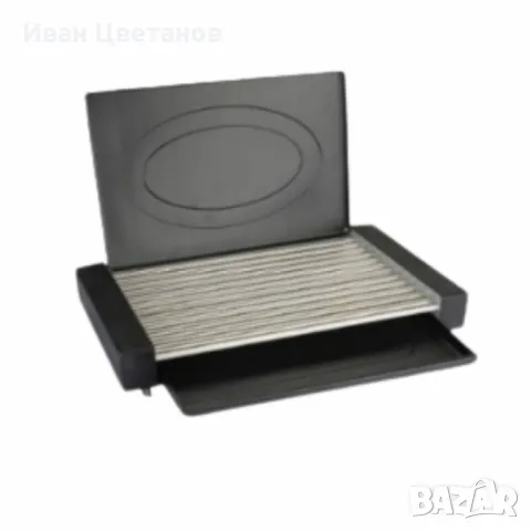 Скара с капак Rosberg R51015M, 1800W, 12 тръбни ребра, плот за готвене 35x22 см, тавичка за мазнина