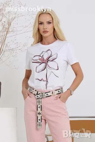 Панталон “Pink MomFit Adorati” – светло розов панталон с колан арт.8032, снимка 3 - Панталони - 55821239