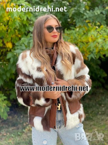 Дамско луксозно яке лисица и естествена кожа код 303, снимка 1 - Палта, манта - 34283827