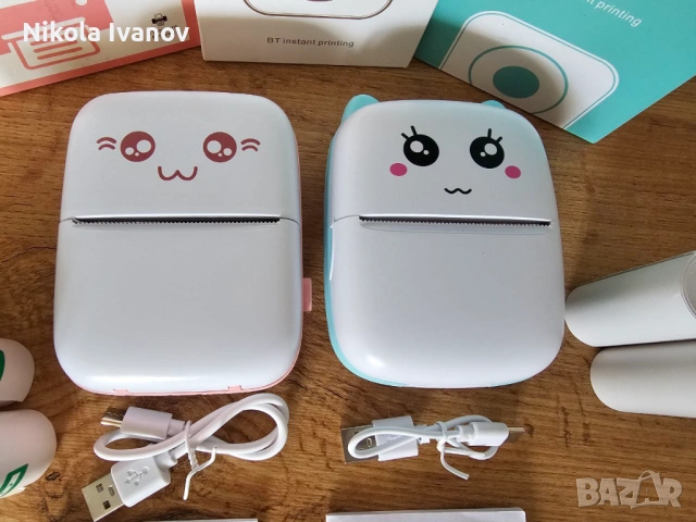 Мини преносим принтер + 5 ролки хартия | Fun Print | за iOS и Android | джобен | термо |етикетен| BT, снимка 2 - Други - 53800449