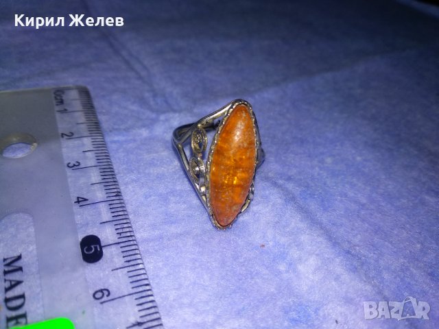 СТАР РУСКИ ПОСРЕБРЕН ФИЛИГРАНЕН КЕХЛИБАРЕН РЕТРО ПРЪСТЕН с ШЛИФОВАН БАЛТИЙСКИ КЕХЛИБАР 36470, снимка 9 - Антикварни и старинни предмети - 39677259