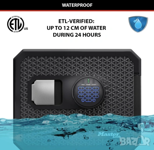 Сертифициран Огнеопорен Сейф Master Lock / Sentry Safe FPW082FTC Черен Стомана 23L 417х348х478mm , снимка 8 - Други стоки за дома - 53397079