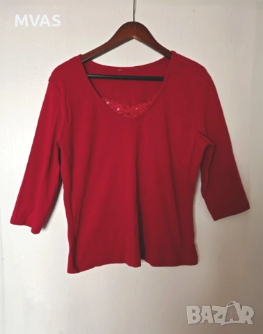 Нова дамска червена блуза с 3/4 ръкав XL