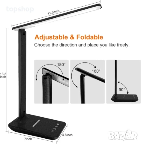 Настолна димируема светодиодна настолна лампа с USB порт за зареждане, 5 режима на осветяване..., снимка 4 - Настолни лампи - 50559938