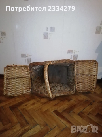 Плетена кошница за пикник, стара ръчна изработка-изплетена. , снимка 5 - Антикварни и старинни предмети - 53213476