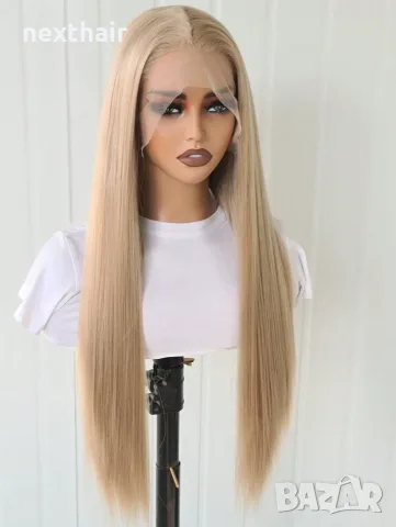 Перука 80 см - Пшенично руса права перука с дантела Lace Front 13×4