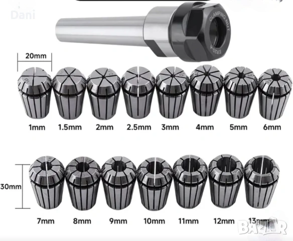 Комплект 16 бр.цанги ER20 ,1-13 мм