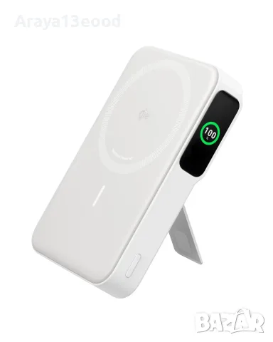 Anker MagGo Power Bank за iPhone 10 000 mAh Qi2 – 15W, MagSafe, стойка, бял, снимка 2 - Аксесоари за Apple - 55949082