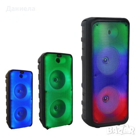Безжична RGB тонколона – 2×8″ говорителя, Bluetooth, 1200 W, батерия 3000 mAh, снимка 6 - Тонколони - 53196543