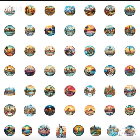 50 бр Европейски държави в Европа самозалепващи лепенки стикери украса декор картонена торта, снимка 2 - Други - 51782704