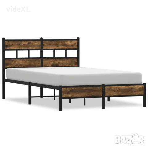 vidaXL Рамка за легло, без матрак, с табла, опушен дъб, 120x200 см
