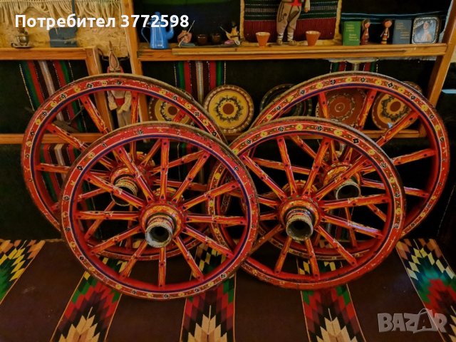 Рисувани колела от каруца , снимка 2 - Декорация за дома - 41527646