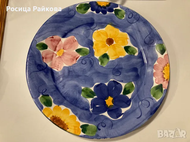 Голяма ръчно рисувана чиния , снимка 3 - Други - 48429492