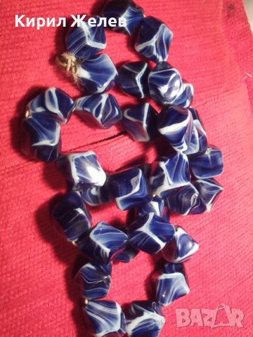 СТАРО АРТ ДЕКО 30-те ГОДИНИ КОЛИЕ МЛЕЧНО-СИН ПОЛУСКЪПОЦЕНЕН КАМЪК ЯСПИС 74511