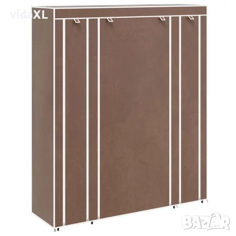 vidaXL Текстилен гардероб с отделения и летви, 45 x 150 x176 см, кафяв