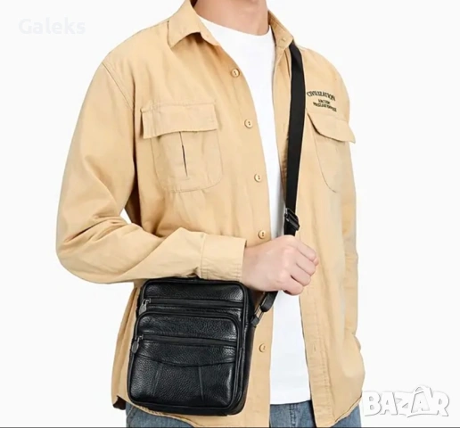 Мъжки ежедневни черни чантички NIUCUNZH* Класически и удобни - естест. кожа!, снимка 5 - Чанти - 53146192