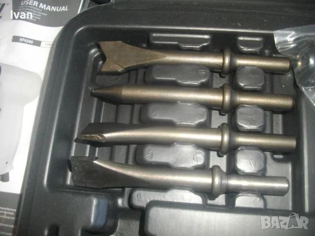 НОВ ПНЕВМАТИЧЕН СЕКАЧ КЪРТАЧ 4500 уд/мин. Пълен комплект с длета DENZEL HP4500, снимка 8 - Други инструменти - 47874278