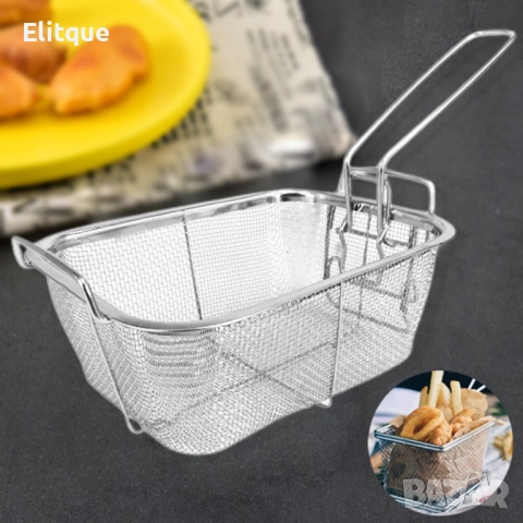 Многофункционална кошница за пържене от неръждаема стомана,  20х20х10см., снимка 7 - Други - 52901500