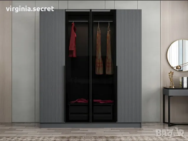 Модерен гардероб със стъклени врати, снимка 8 - Гардероби - 49859684