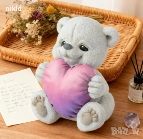 3d Мече с възглавничка сърце силиконов молд форма фондан шоколад смола гипс свещ сапун декор, снимка 2 - Форми - 52932073